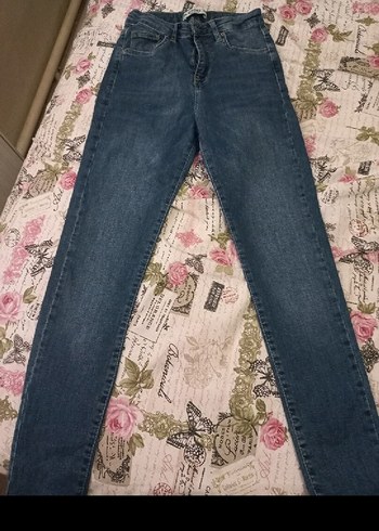 Kadın Mavi Batik Desenli Normal Boy Kot