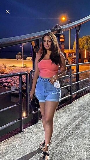 Kot şort yüksek bel mavi jean rengi