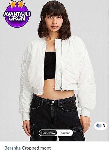 bershka beyaz bomber ceket