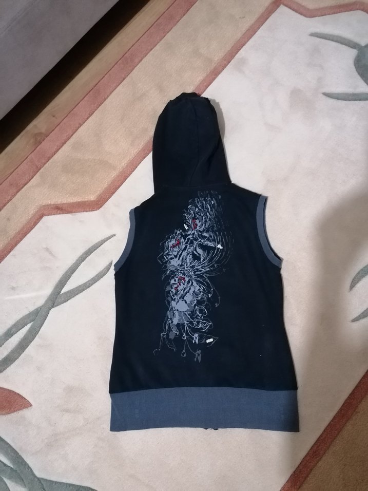 Fermuarlı Siyah Kadın Kapüşonlu Yelek - Görsel 4