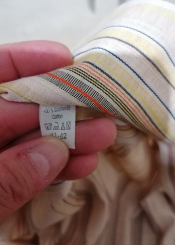 Bej Çizgili Kısa Kollu Gömlek - Görsel 3