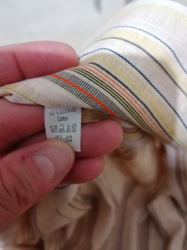 Bej Çizgili Kısa Kollu Gömlek - Görsel 3