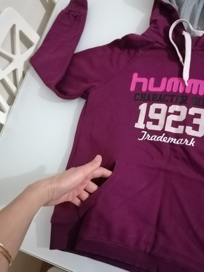 Mor Kapüşonlu Hummel Sweatshirt - Görsel 2