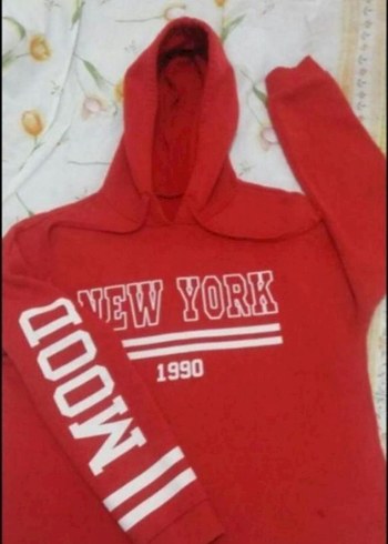 Kırmızı Baskılı Kadın Sweatshirt - Görsel 3