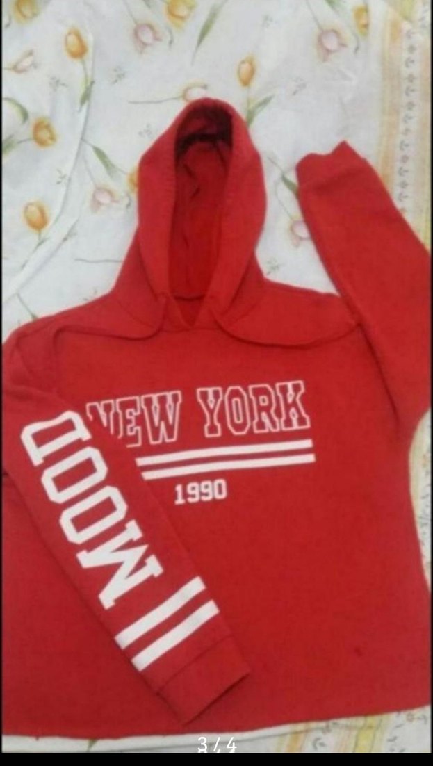 Kırmızı Baskılı Kadın Sweatshirt - Görsel 3