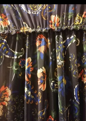 Çiçek Desenli Uzun Bohem Elbise - Görsel 6