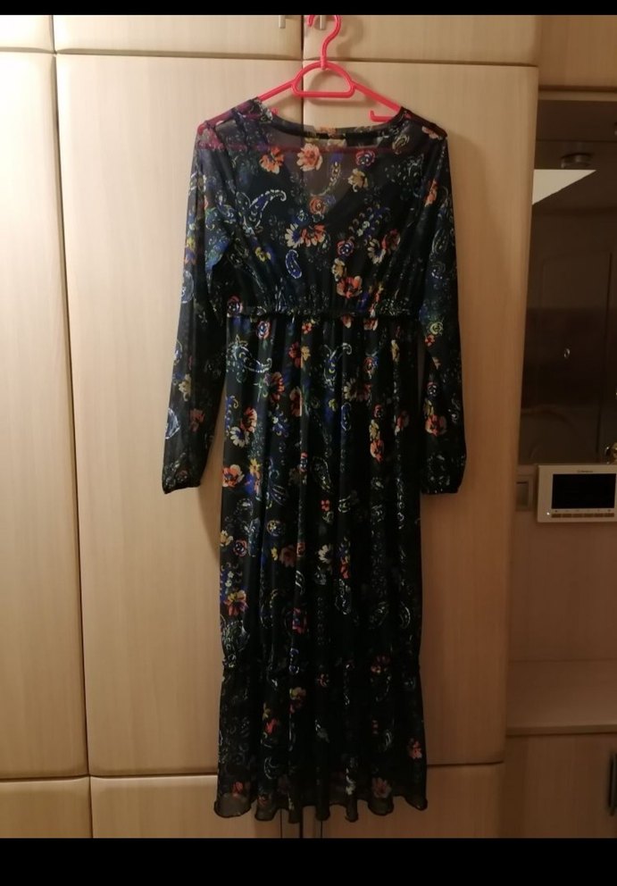 Çiçek Desenli Uzun Bohem Elbise - Görsel 3