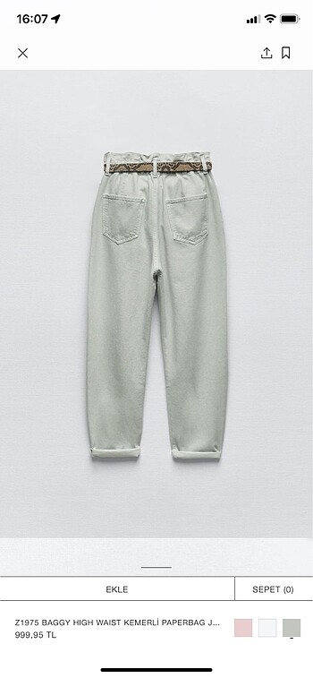 38 Beden yeşil Renk Pull&Bear baggy yüksek bel jean