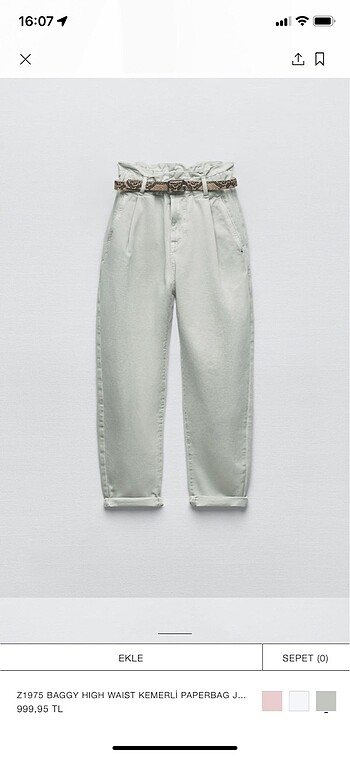 38 Beden Pull&Bear baggy yüksek bel jean