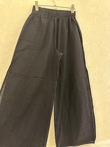 keten yırtmaçlı bol pantolon