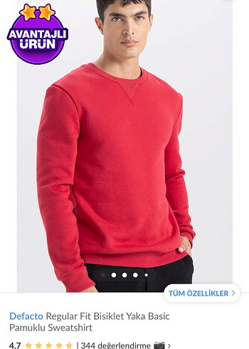 Defacto Kırmızı Bisiklet Yaka Sweatshirt