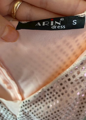 Bej Yılan Desenli  Abiye Elbise - Görsel 3