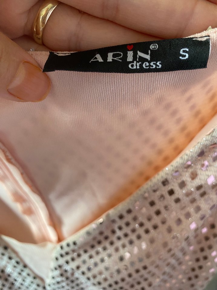 Bej Yılan Desenli  Abiye Elbise - Görsel 3