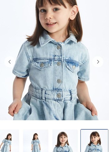 LCW Kids Kemerli Mavi Denim Kız Elbise - Görsel 4