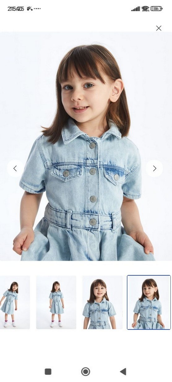 LCW Kids Kemerli Mavi Denim Kız Elbise - Görsel 4