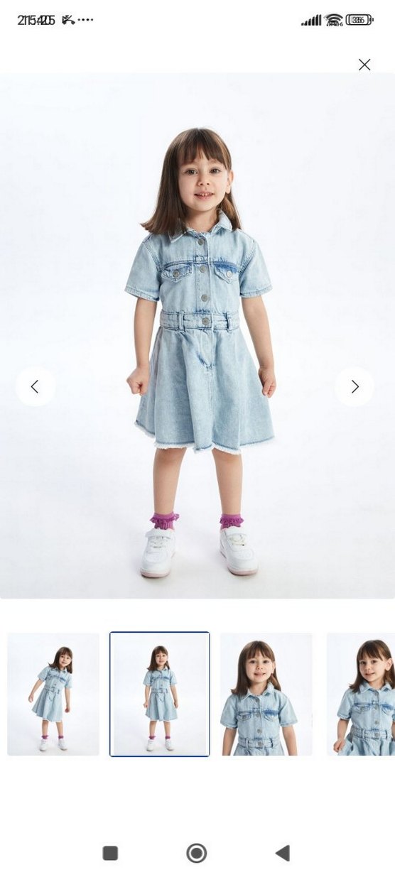 LCW Kids Kemerli Mavi Denim Kız Elbise - Görsel 2