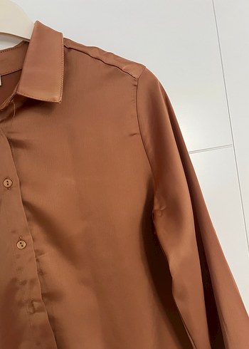 Zara Hot Fashion saten gömlek kahve