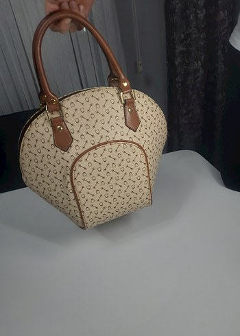 Bej Baskılı Deri Kadın Çanta - Görsel 6