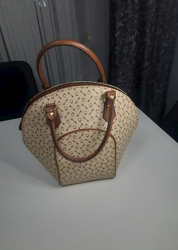 Bej Baskılı Deri Kadın Çanta - Görsel 2