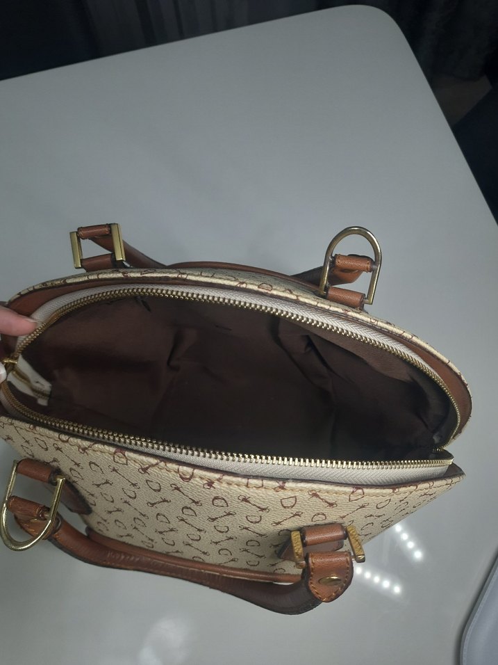 Bej Baskılı Deri Kadın Çanta - Görsel 3