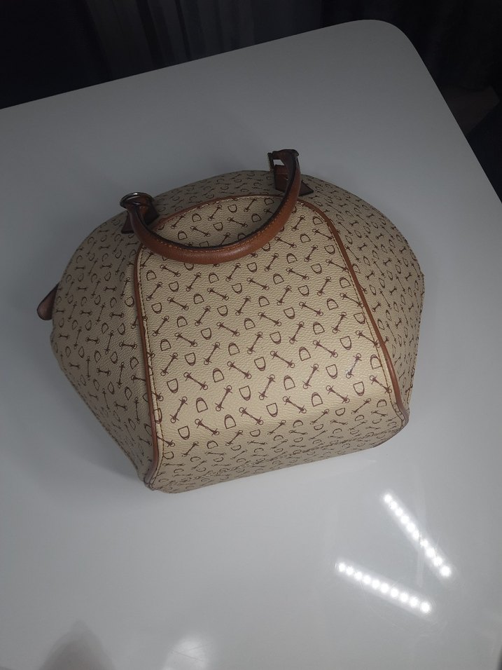 Bej Baskılı Deri Kadın Çanta - Görsel 4