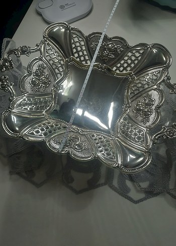 Gri Nakış İşlemeli Geleneksel Tepsi - Görsel 3