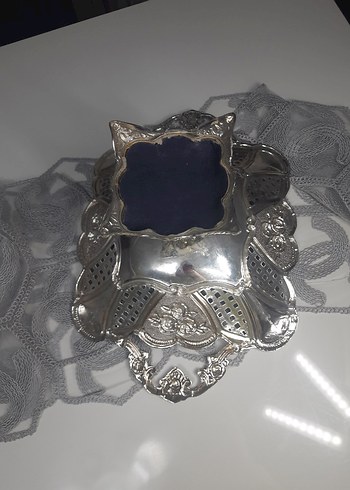 Gri Nakış İşlemeli Geleneksel Tepsi - Görsel 7