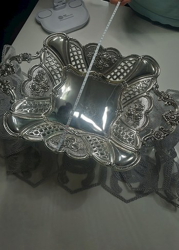 Gri Nakış İşlemeli Geleneksel Tepsi - Görsel 4