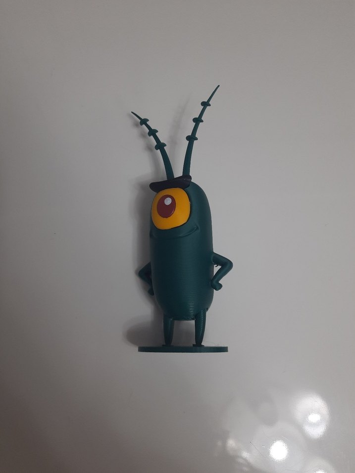 Koyu Yeşil Tek Gözlü  Figür 3D yazıcı ile yapıldı Plankton - Görsel 3