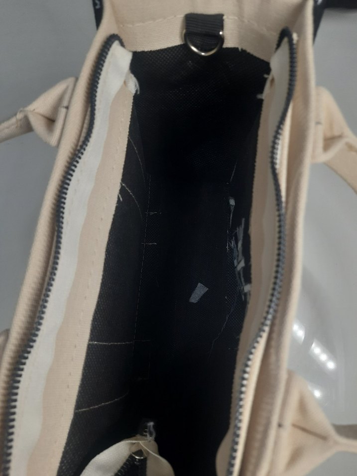 Beyaz Baskılı Fermuarlı Kadın Kumaş Çanta - Görsel 4