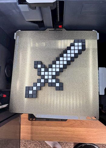 Piksel Tasarımlı Siyah-Beyaz Kılıç Figürü 3D yazıcı MineCraft - Görsel 4