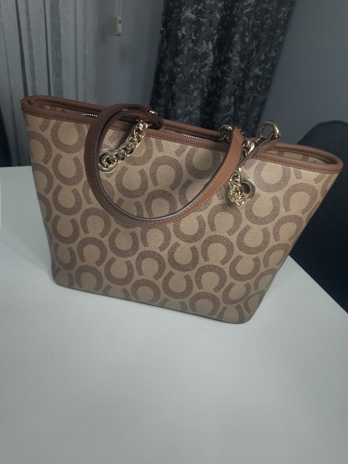 Zincir Detaylı Kahverengi Deri Kadın Çanta - Görsel 3