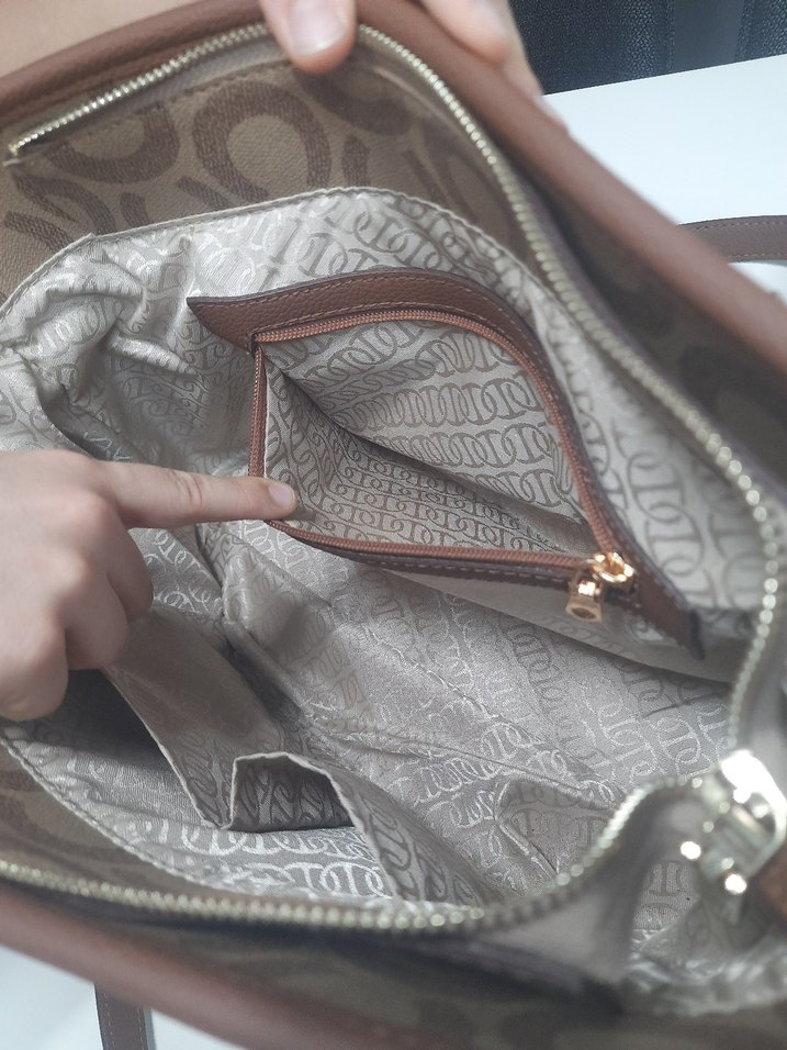 Zincir Detaylı Kahverengi Deri Kadın Çanta - Görsel 5