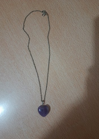  Mor Ametist Kalp Doğal Taş Kolye (Hediye) - Görsel 2