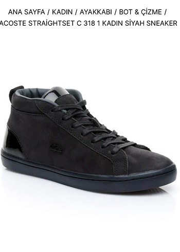 40 Beden Lacoste Straightset C 318 1 Kadın Siyah Sneaker