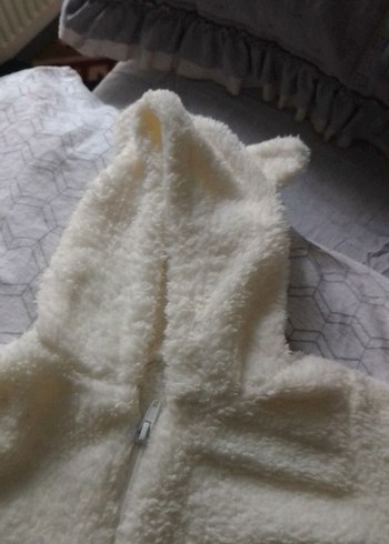 Beyaz pelus Bebek Kar Tulumu - Görsel 2