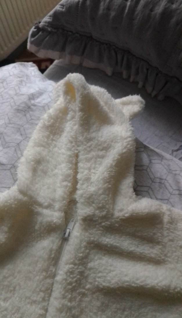 Beyaz pelus Bebek Kar Tulumu - Görsel 2