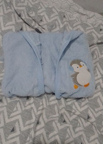 Kapüşonlu Erkek Çocuk Bornozu - Mavi - Görsel 6