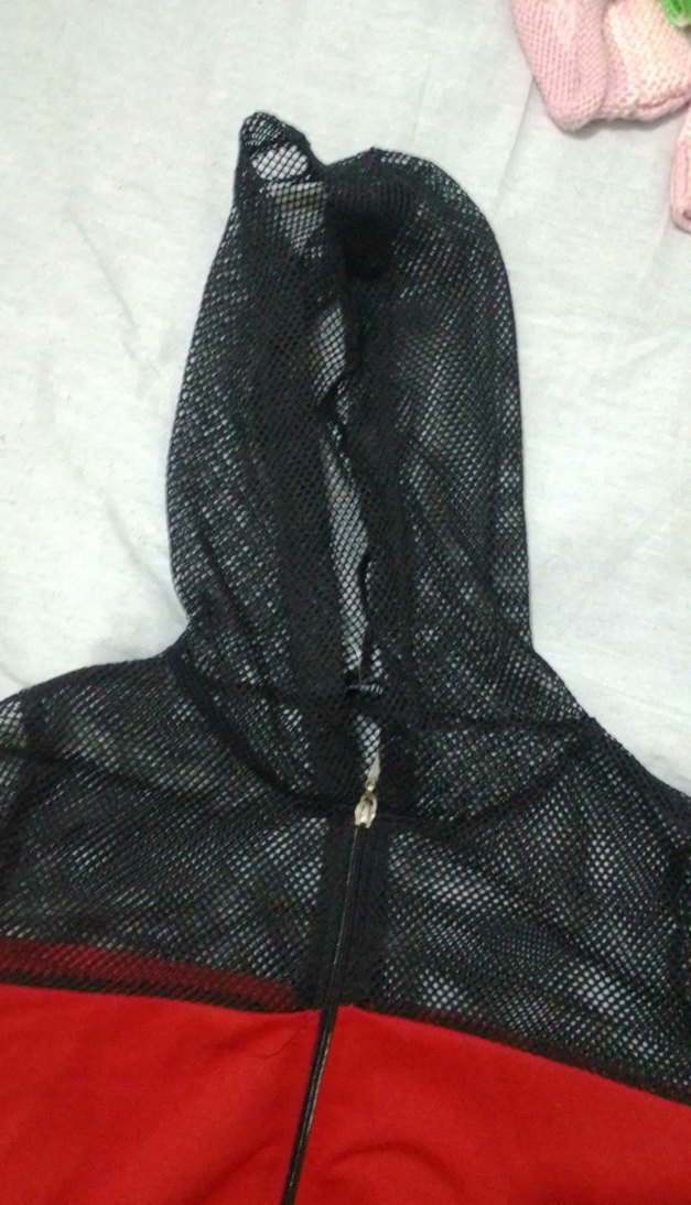 Kırmızı Kapüşonlu Fermuarlı kadın yagmurluk - Görsel 2