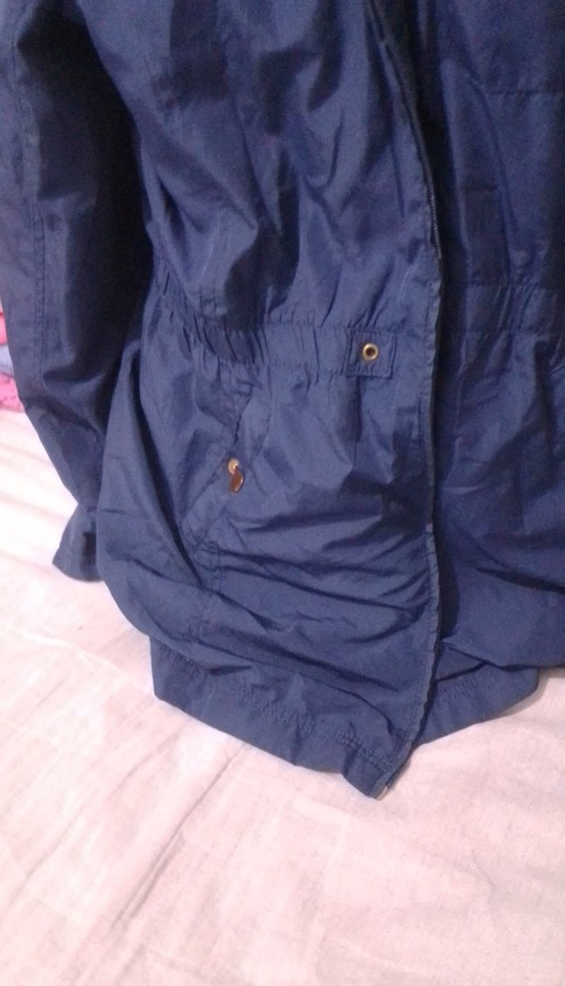 Düğmeli Mavi Denim Kadın yagmurluk - Görsel 2