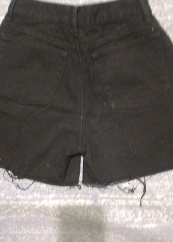 Siyah Rahat Kesim Mini Denim Şort - Görsel 7