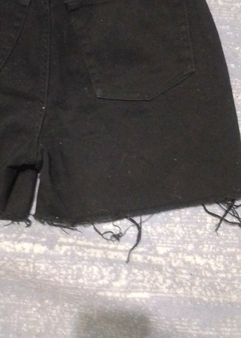 Siyah Rahat Kesim Mini Denim Şort - Görsel 8