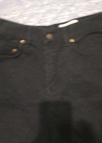 Siyah Rahat Kesim Mini Denim Şort - Görsel 6