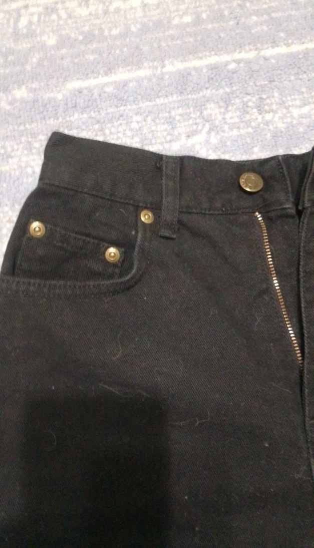 Siyah Rahat Kesim Mini Denim Şort - Görsel 3