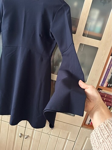 Zara Zara Lacivert sırt dekolteli Mini Elbise