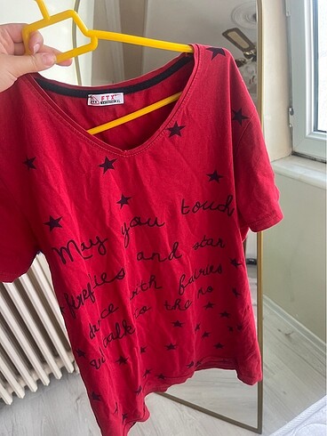 xl Beden bordo Renk Yıldızlı tshirt