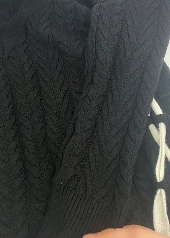 Beyaz Nakışlı Örgü Kadın Triko - Görsel 3