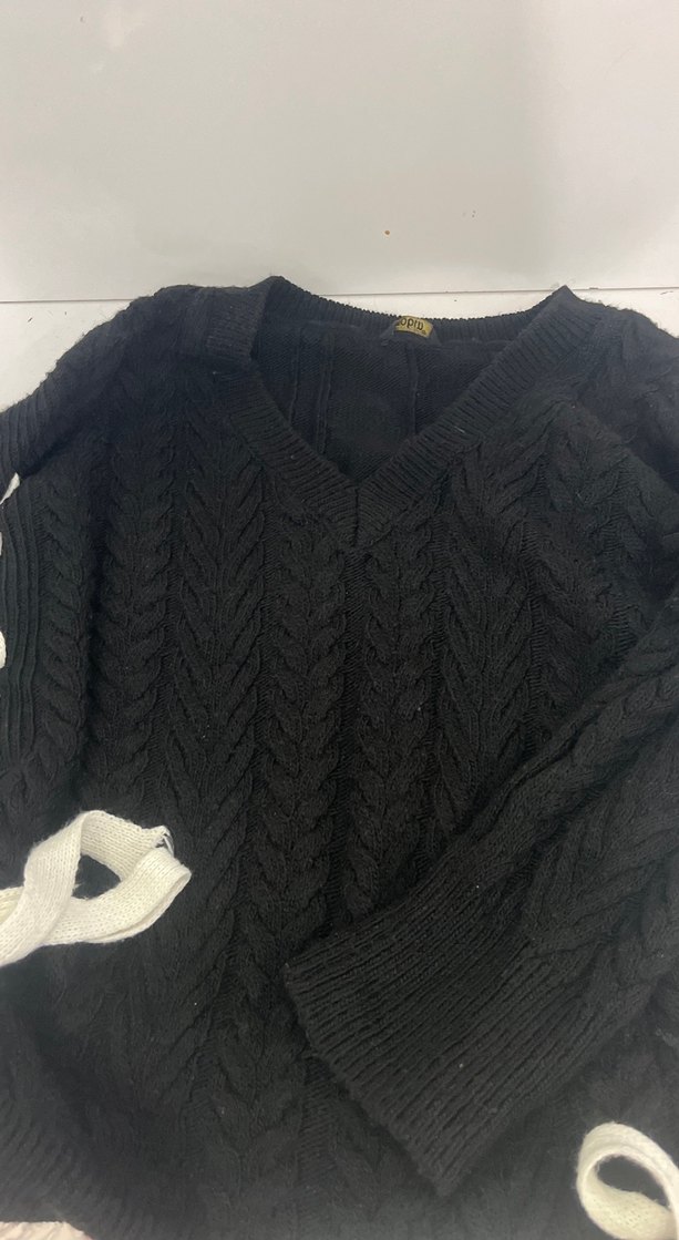 Beyaz Nakışlı Örgü Kadın Triko - Görsel 2