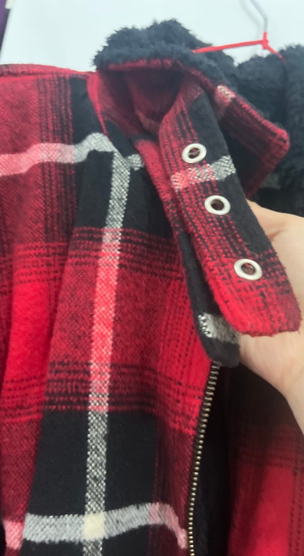 Kemer Detaylı Kırmızı Ekose Kadın Mont - Görsel 2