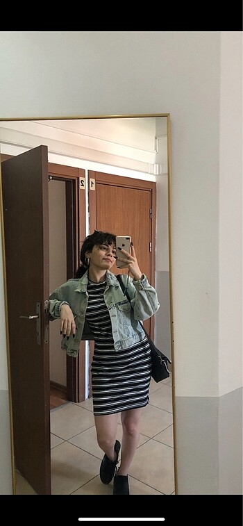 çizgili kadın günlük elbise